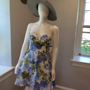 City Studio Floral Strapless Sundress Women's Blue White Summer Dress Size 7/8