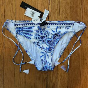 La Blanca Blue White Floral Side Tie Bikini Bottom NWT Women's Swimwear Size 8