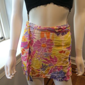 Raisins Floral Sarong Swim Cover Up Women's Tropical Wrap Skirt Size S/M