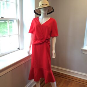 Times of London Red Wrap Midi Dress Women's Short Sleeve Dress Size 24 W