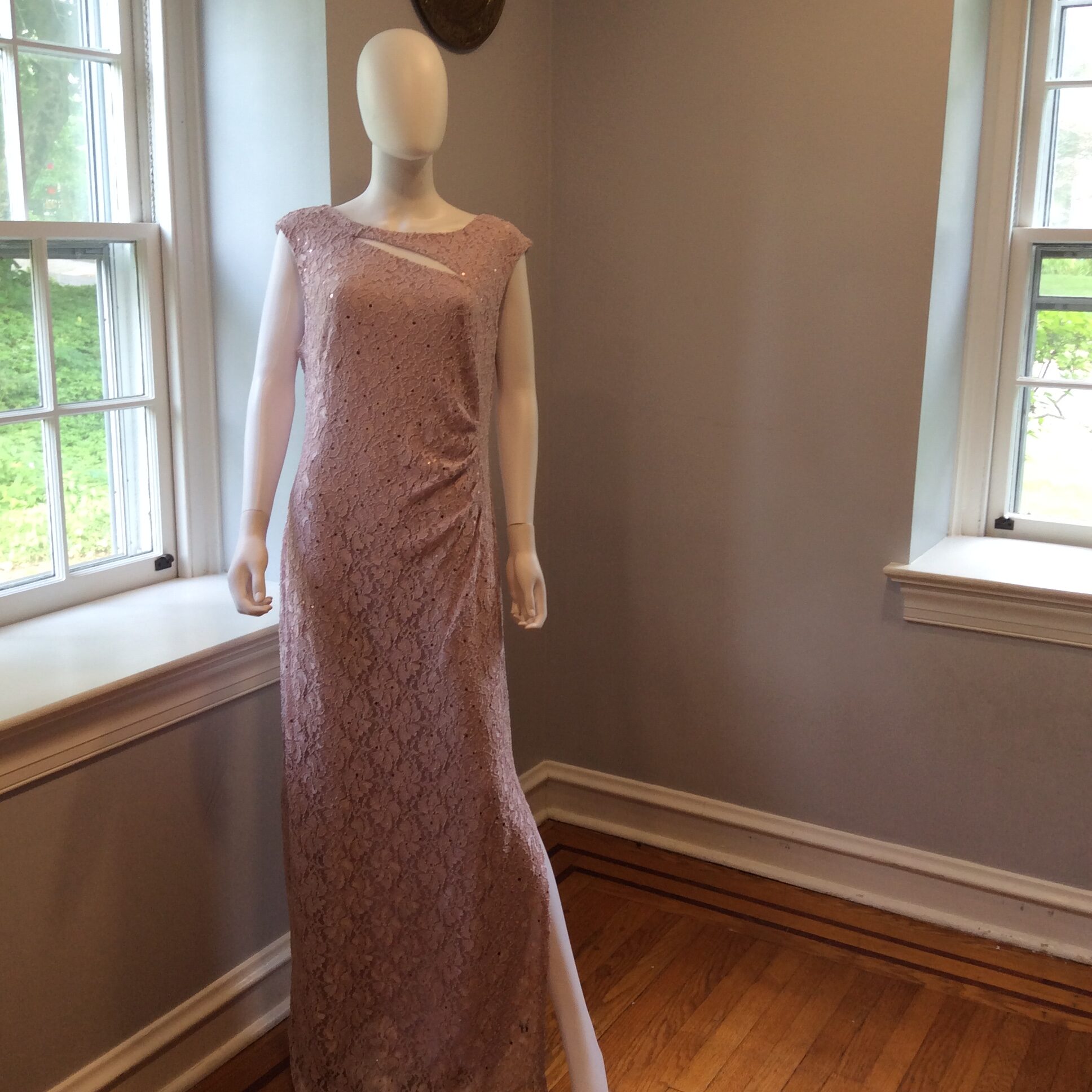 Connected Blush Pink Lace Formal Dress Women's Evening Gown Size 16