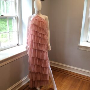 Betsy & Adam Blush Pink Tiered Ruffle Gown Women's Formal Dress Size 0