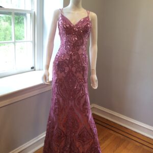 B Darlin Rose Gold Sequin Mermaid Gown Women's Formal Dress Size 9/10