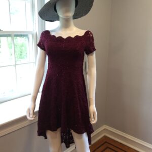 City Studio Burgundy Lace Fit & Flare Dress Women's Size 7