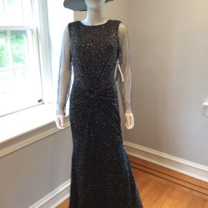 Aqua Wicked Black Beaded Evening Gown Women's Formal Dress Size M