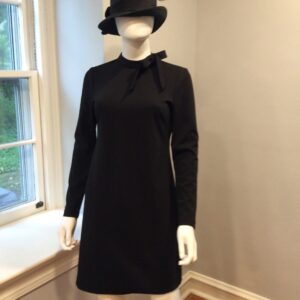 Calvin Klein Black Long Sleeve Shift Dress Women's Bow Neck Dress Size 6P
