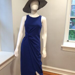 Siena Royal Blue Ruched Midi Dress Women's Sleeveless Dress Size XS