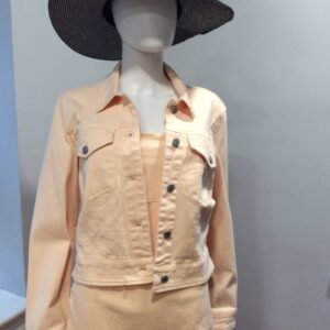Avec Les Filles Tan Denim Jacket Women's Button Front Jacket Size 12