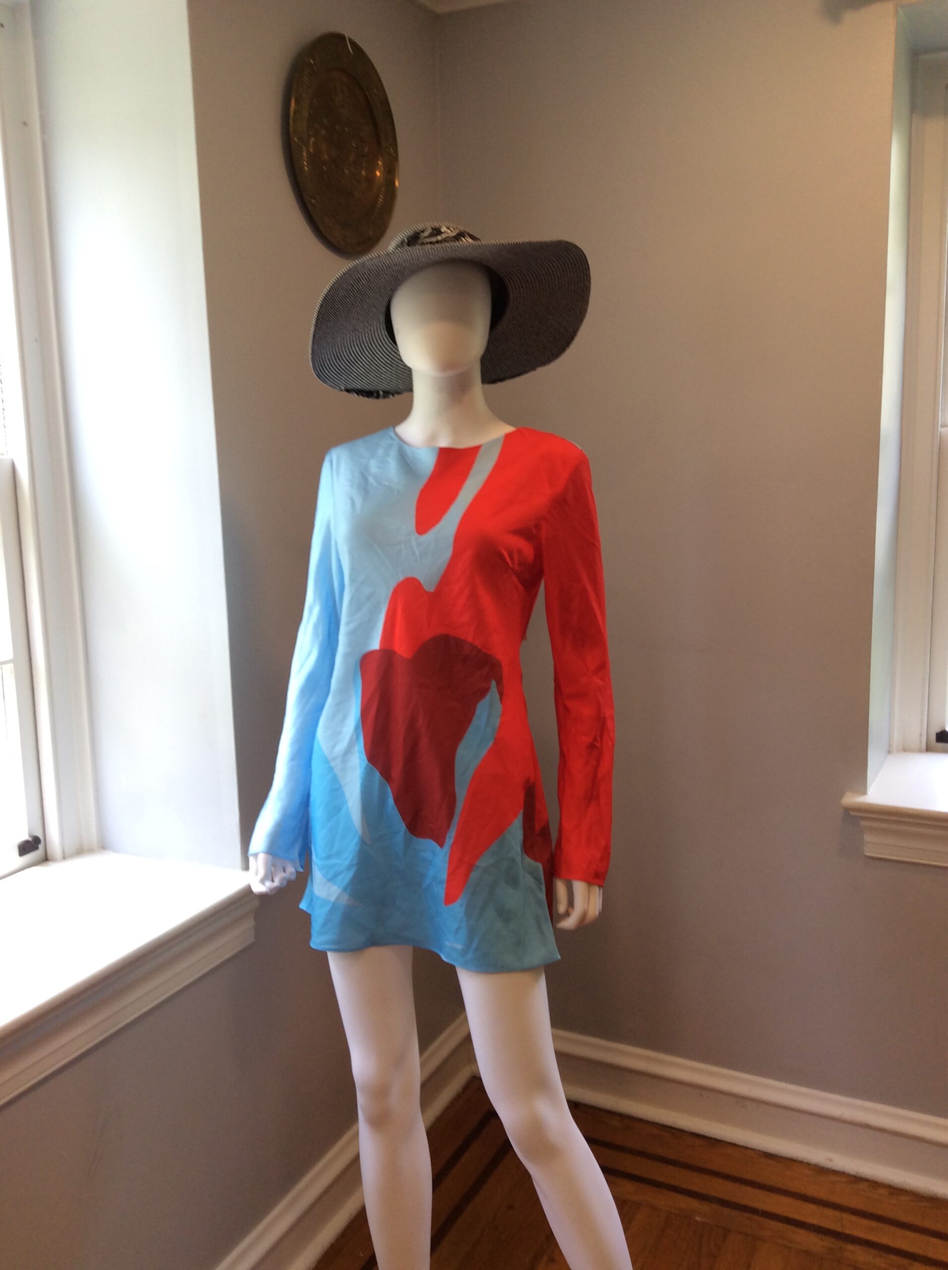 Significant Other US 6 Designer Mini Dress Blue Red Abstract Print