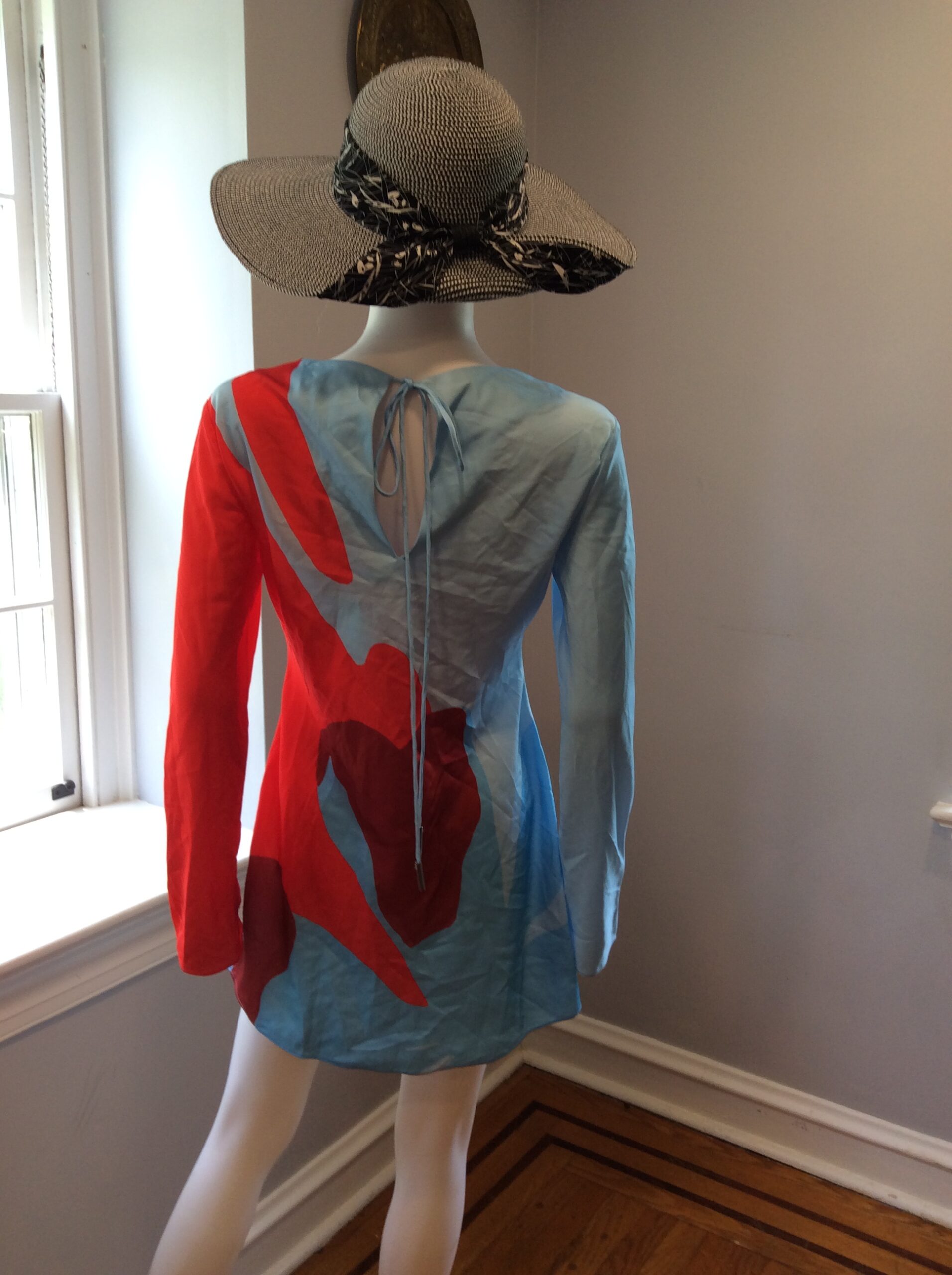 Significant Other US 6 Designer Mini Dress Blue Red Abstract Print - Image 5