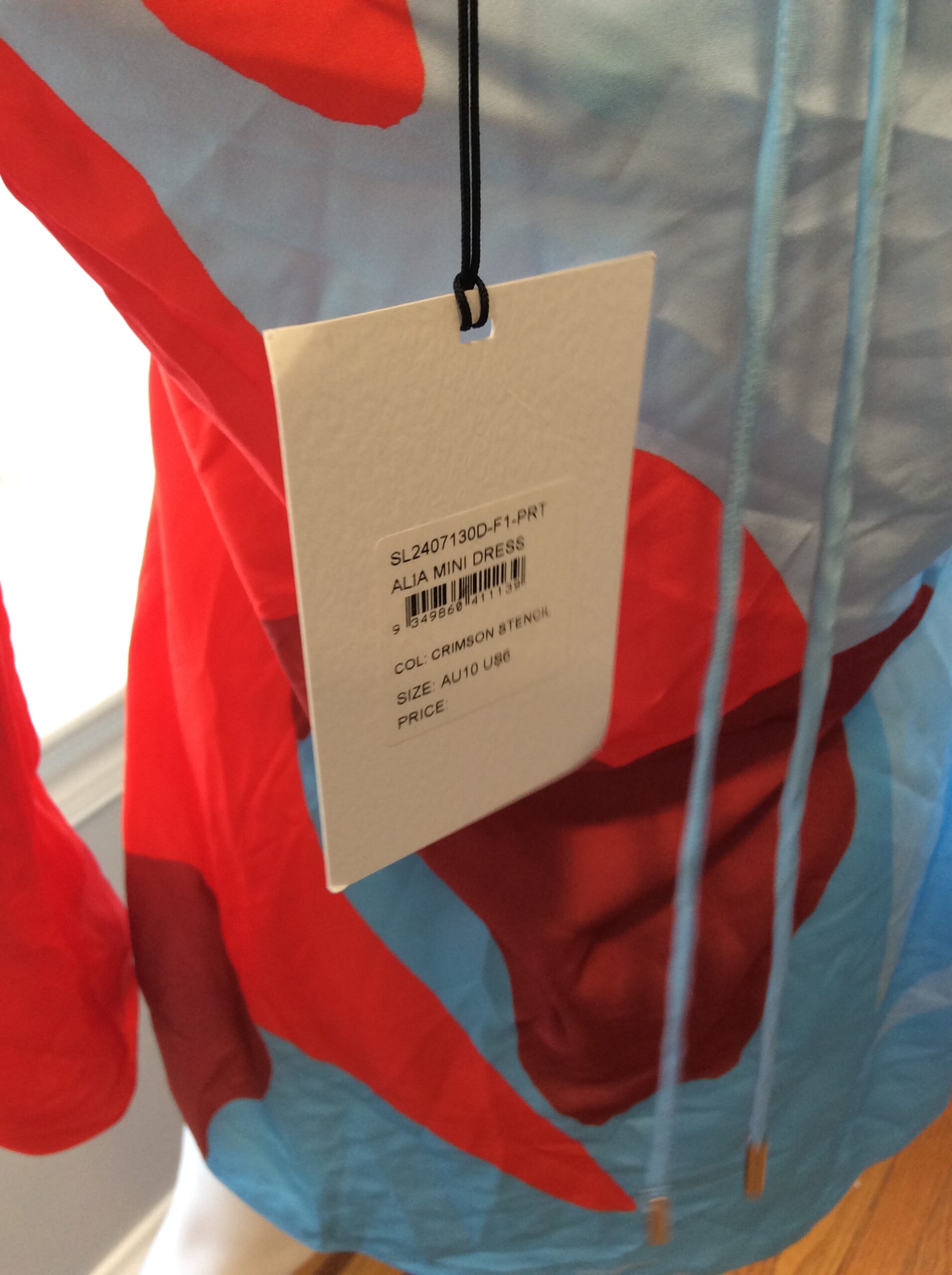 Significant Other US 6 Designer Mini Dress Blue Red Abstract Print - Image 7