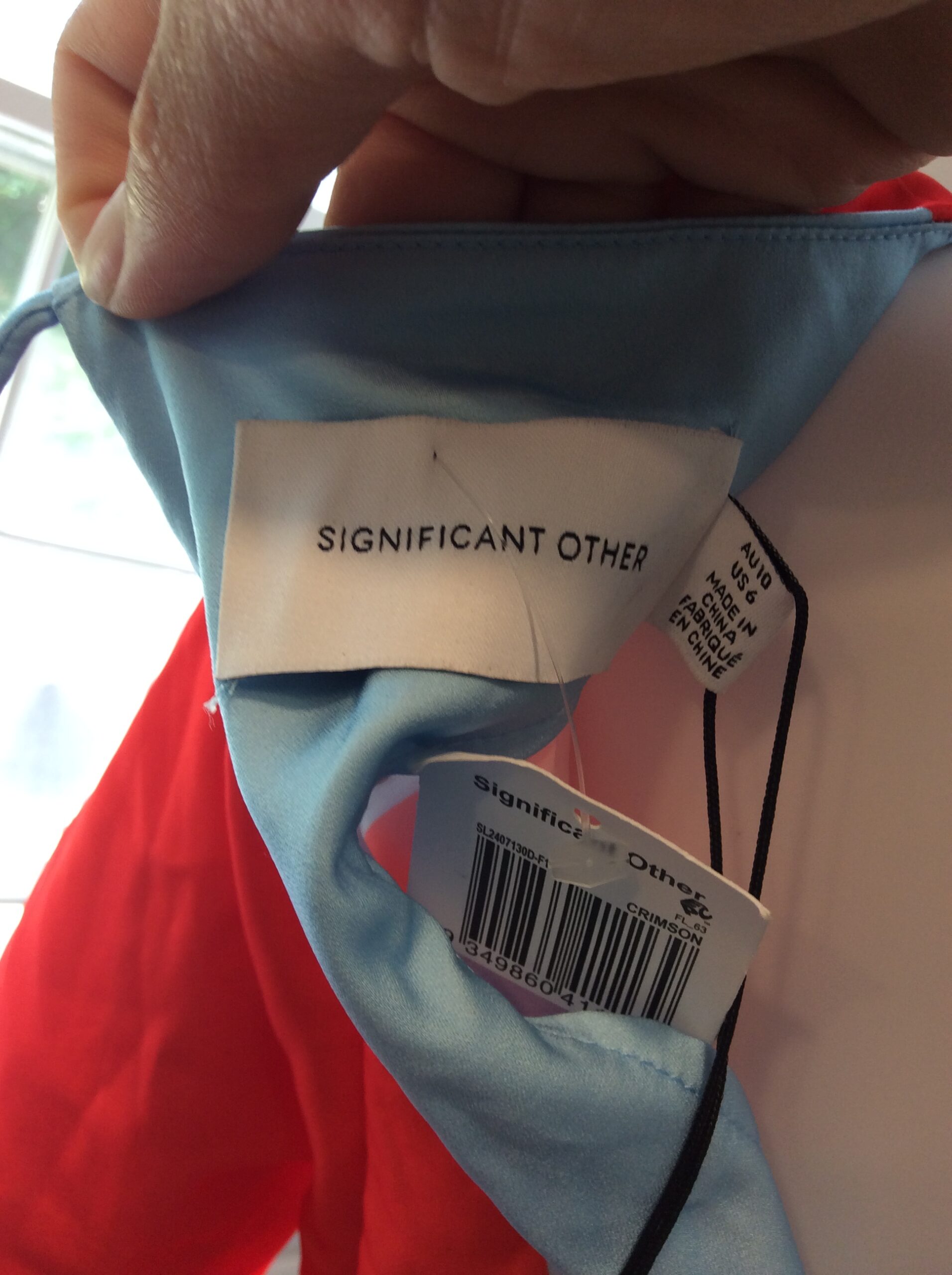 Significant Other US 6 Designer Mini Dress Blue Red Abstract Print - Image 2