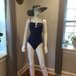 Cupshe Navy Blue One Piece Swimsuit Women's Ruched Swimwear Size L