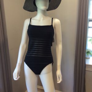 La Blanca Black Ruched One Piece Swimsuit Women's Classic Swimwear Size 10