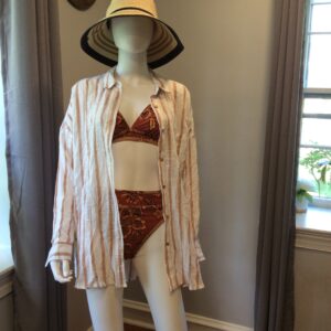 Cotton On Body White Striped Beach Cover Up Women's Swim Cover Up Size S