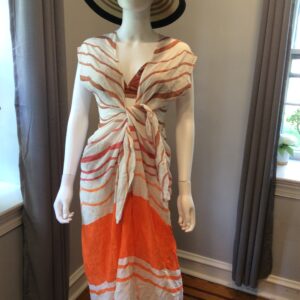 ViX Paula Hermanny Orange White Tie Dye Maxi Dress Women's Resort Dress Size XS