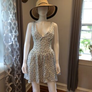 Alex & Sophia White and Blue Floral Mini Dress Women's Summer Dress Size 12