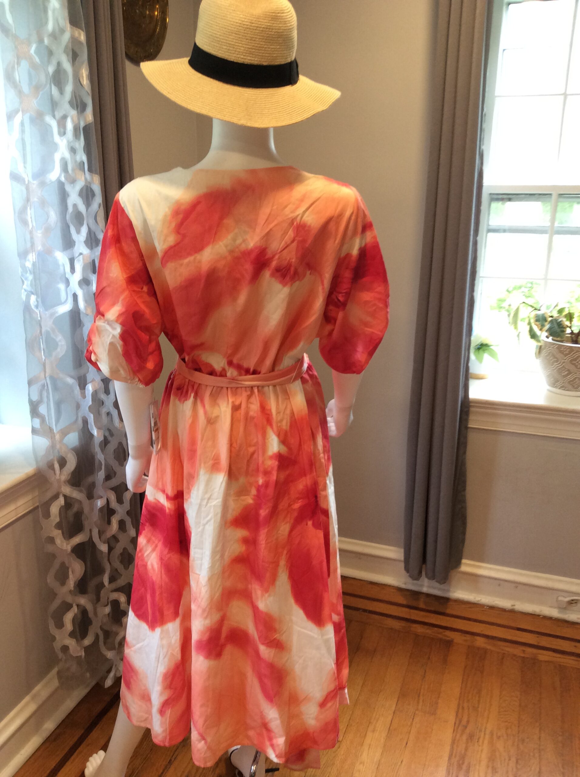 DKNY Coral Pink Abstract Maxi Dress Women's Resort Dress Size 16 W - Image 3