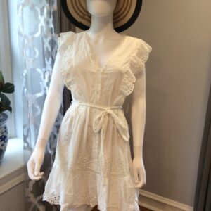 Adrianna Papell White Ruffle Mini Dress Women's Summer Dress Size 6