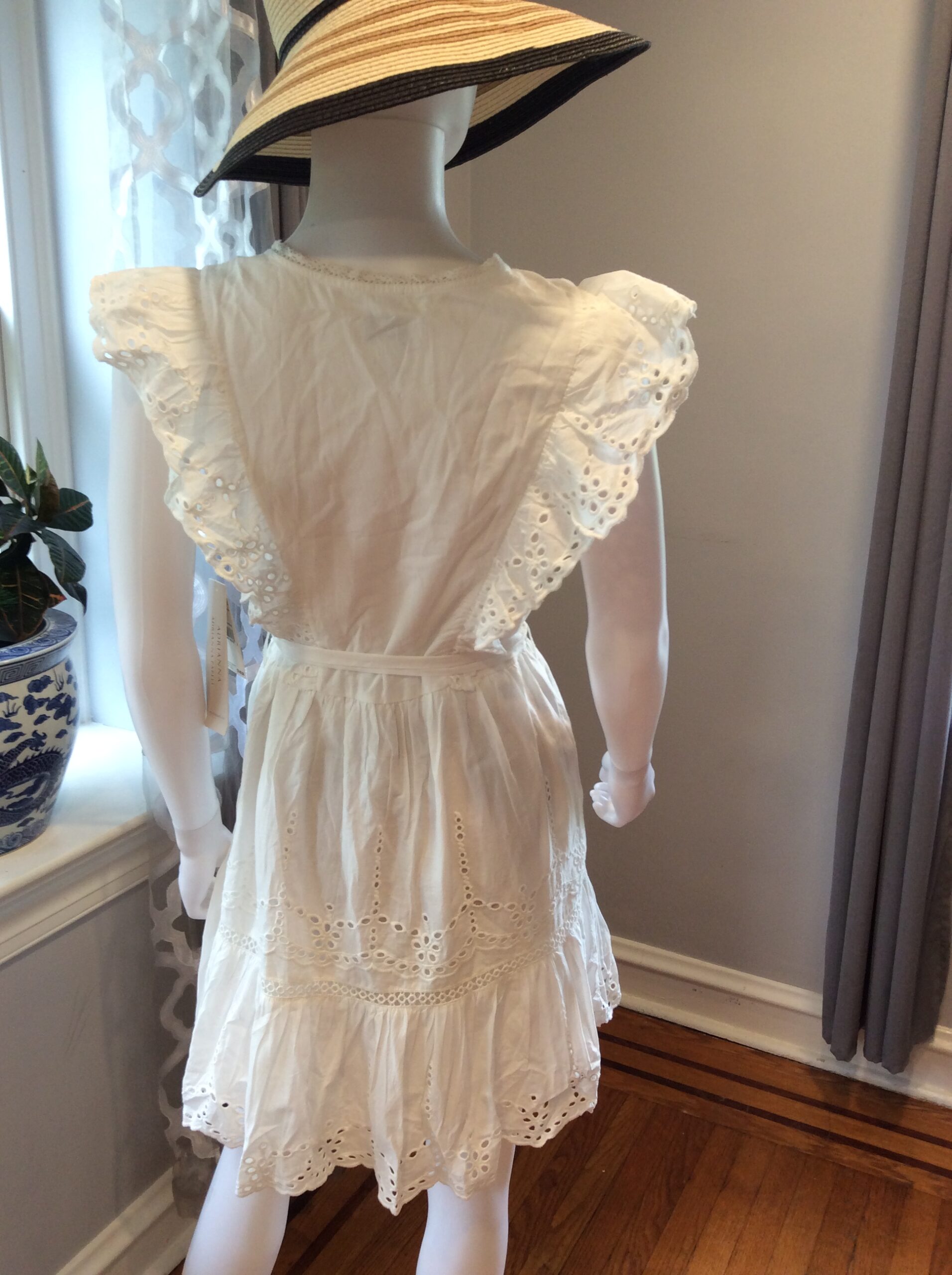 Adrianna Papell White Ruffle Mini Dress Women's Summer Dress Size 6 - Image 2