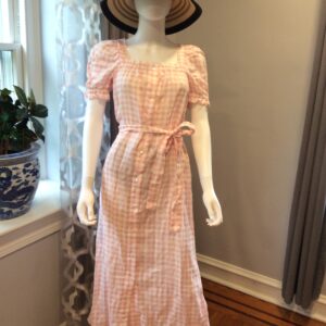 Sleeper Pink Gingham Midi Dress Women's Puff Sleeve Dress Size M