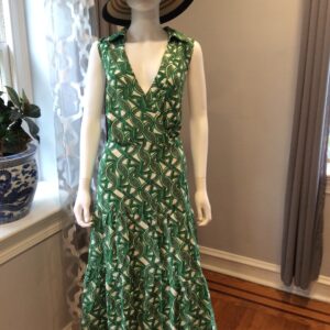 Tahari Green Floral Midi Dress Women's Sleeveless Dress Size 16