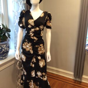 DKNY Black Floral Wrap Dress Women's Midi Dress Size 12