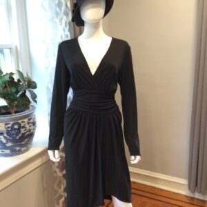 Lauren Ralph Lauren Black Long Sleeve Wrap Dress Women's Cocktail Dress Size 14