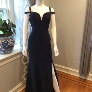 Donna Karan Navy Evening Gown Women's Off Shoulder Formal Dress Size 10