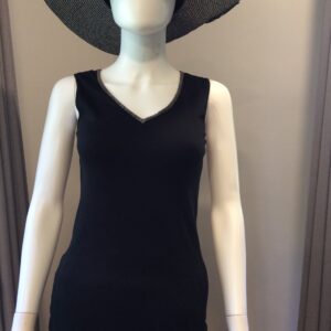 Fabiana Filippi Black Sleeveless bead-embellished tank top Size XS