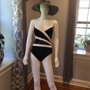 Anne Cole Black White Colorblock One Piece Swimsuit Women's Swimwear Size 8