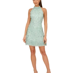Adrianna Papell Women's Beaded Halter Dress Size 8