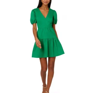 Adrianna Papell Women's Faux-Wrap Tiered Dress Size 8