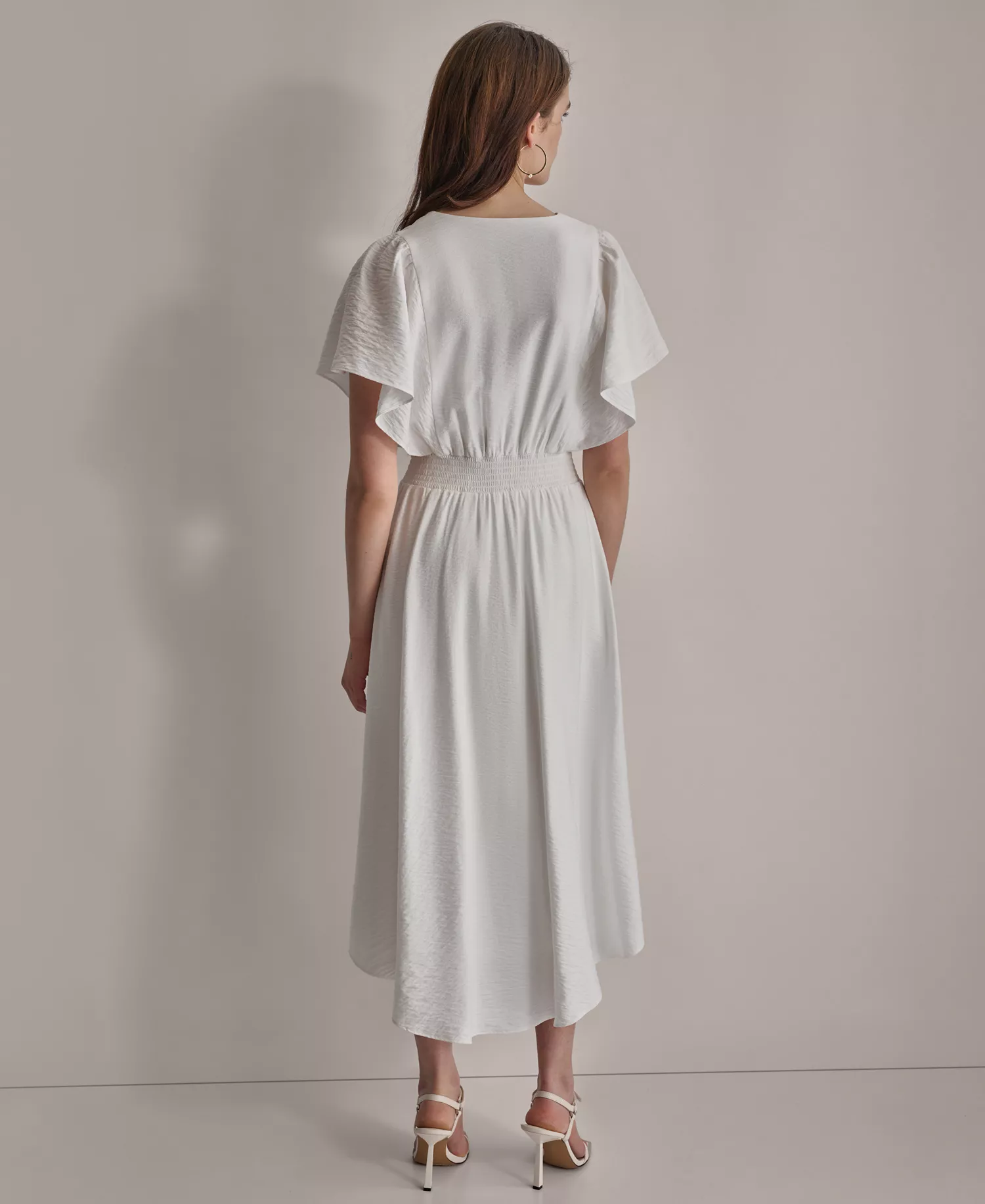 DKNY Women's V-Neck Smocked-Waist Short-Sleeve Dress Size 12 - Image 2