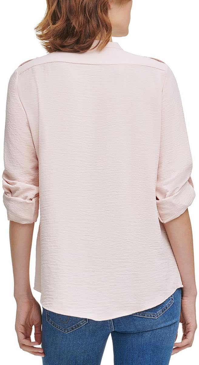Calvin Klein Womens Pocket Oversized Button-Down Top Pink Size XS - Image 2