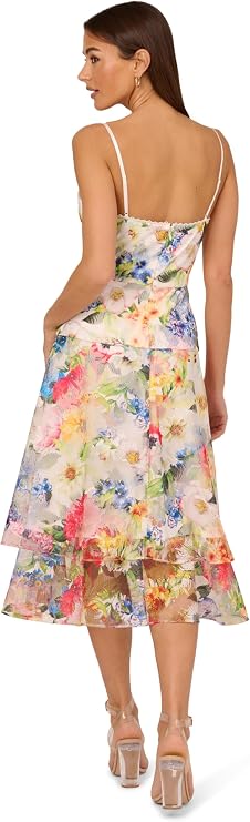 Adrianna Papell Women's Printed Embroidered Midi Dress Size 14 - Image 3