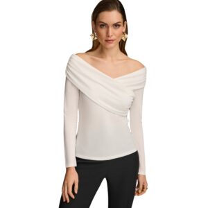 Donna Karan Women's Off-the-Shoulder Long-Sleeve Top Size XL