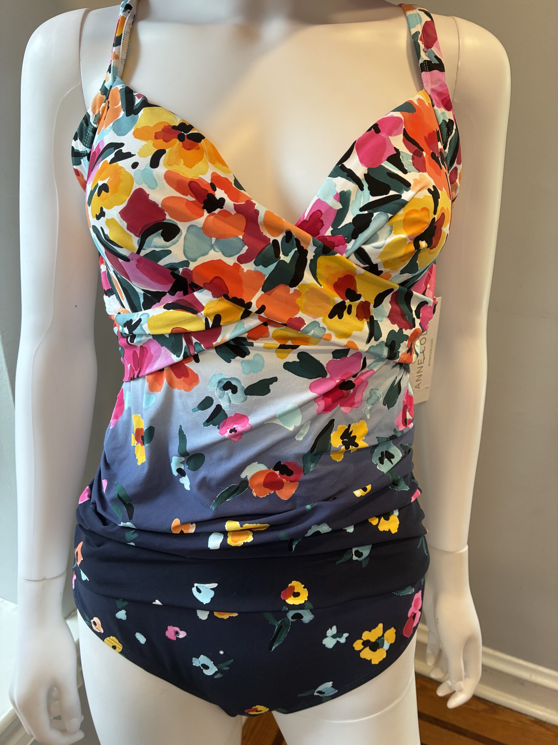 Anne Cole Women's Floral-Print Draped Underwire One-Piece Swimsuit Size 12 - Image 4