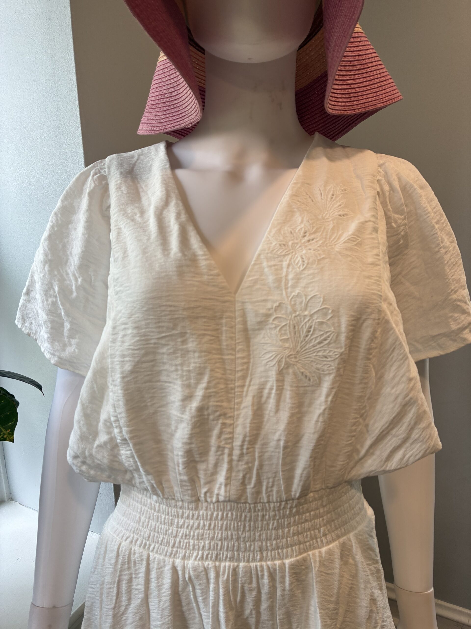 DKNY Women's V-Neck Smocked-Waist Short-Sleeve Dress Size 12 - Image 8