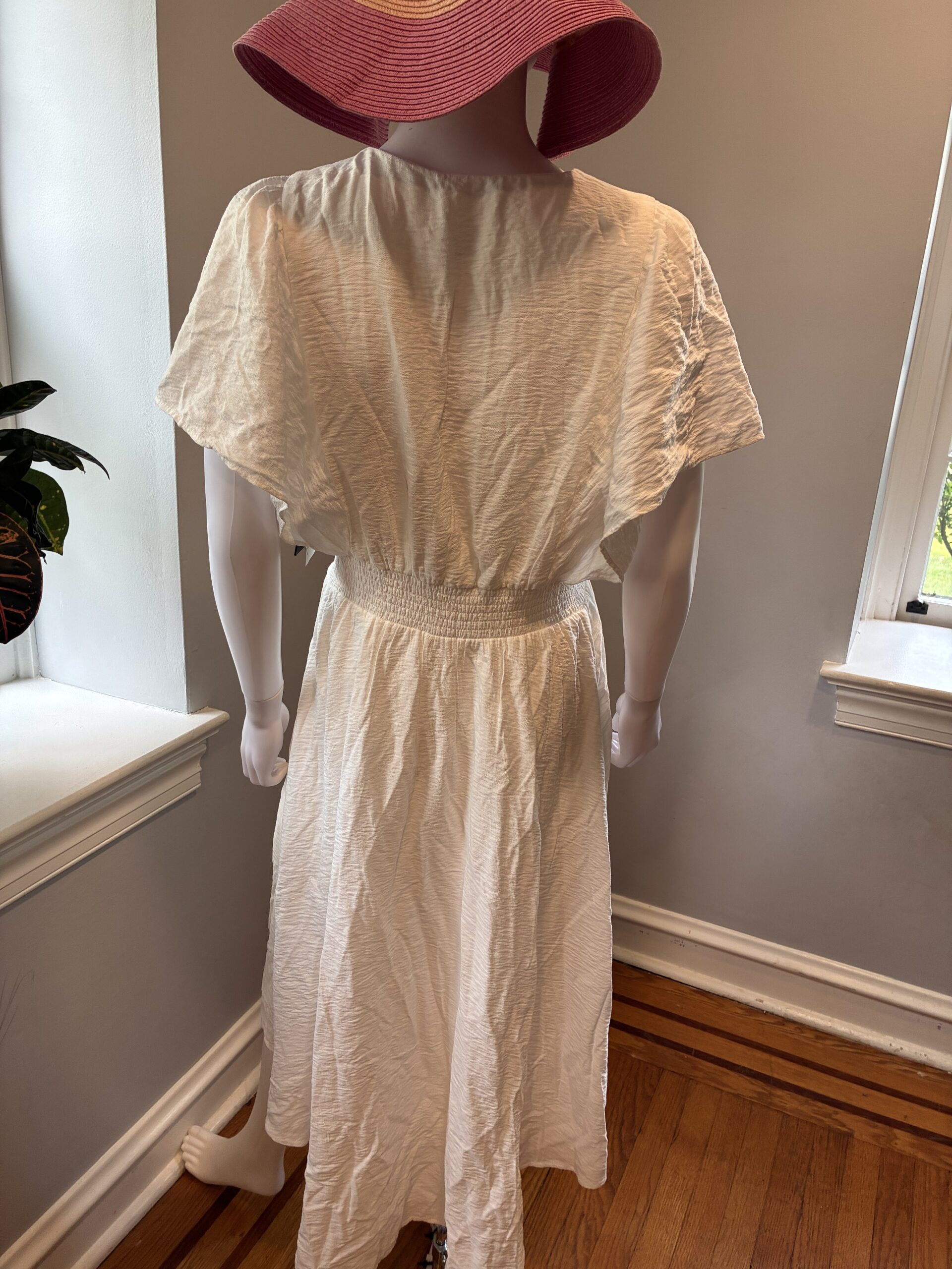 DKNY Women's V-Neck Smocked-Waist Short-Sleeve Dress Size 12 - Image 7
