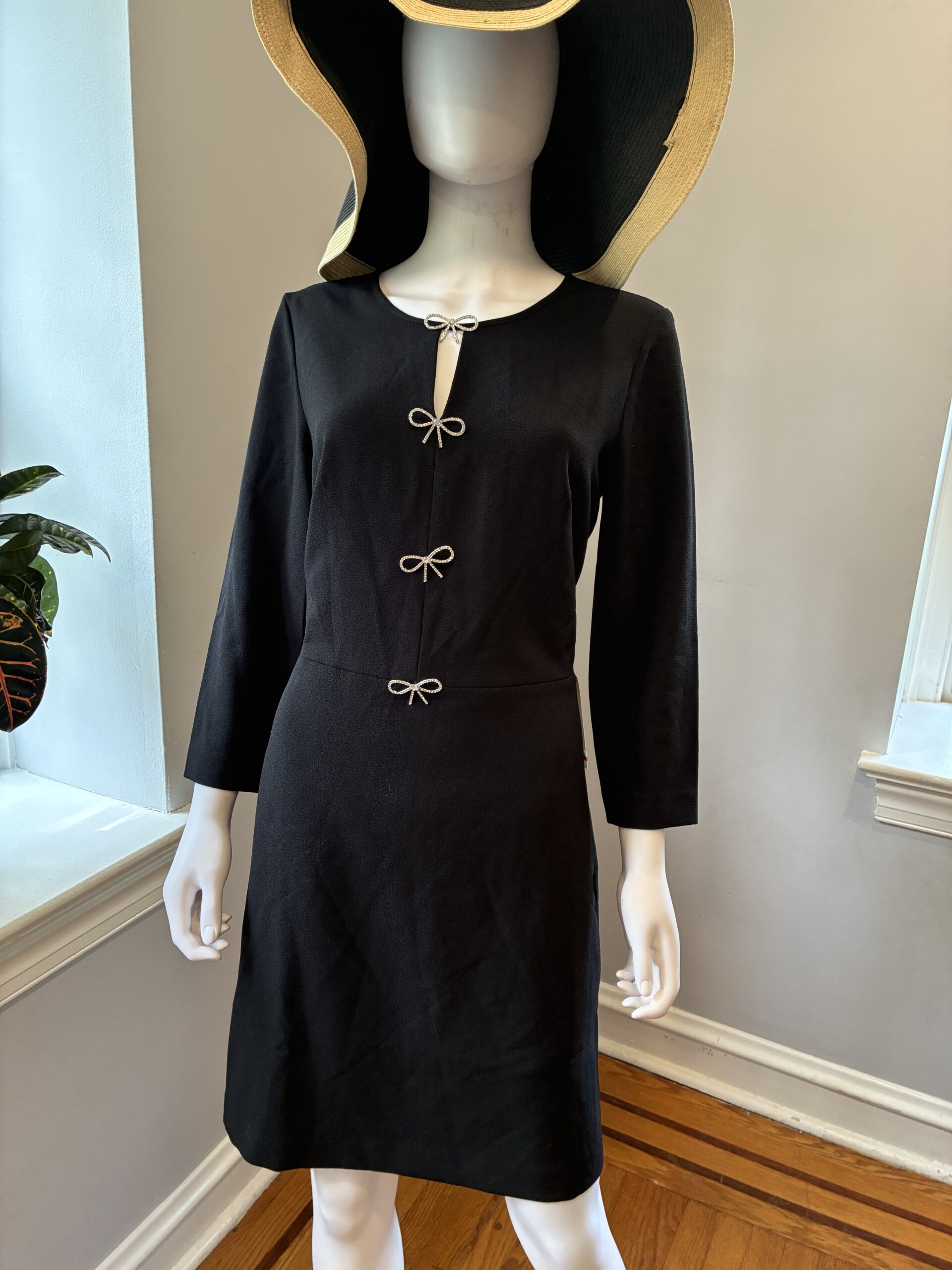Eliza J Long Sleeve Crew Neck Fit and Flair Bow Mini Dress Size 14 - Image 2