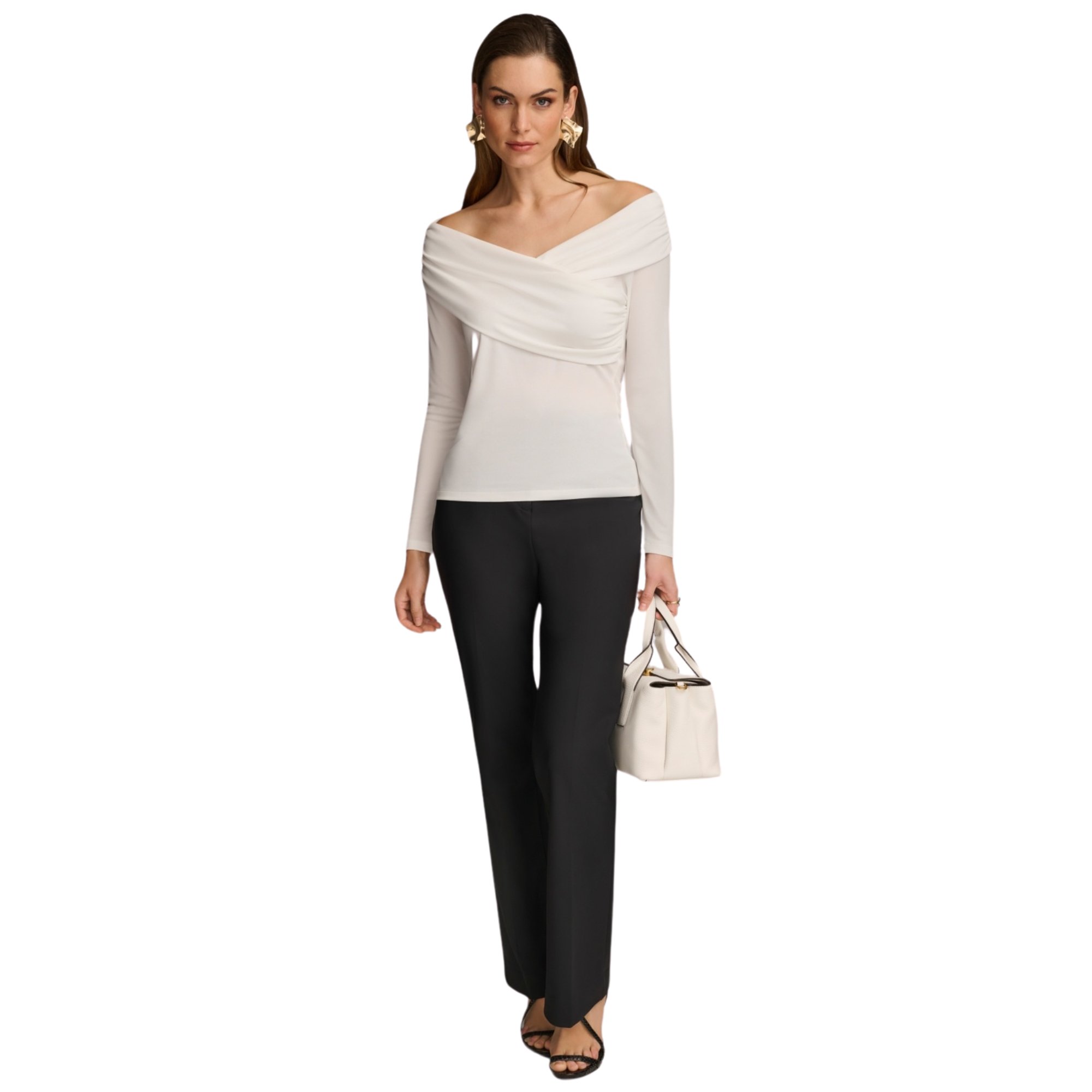 Donna Karan Women's Off-the-Shoulder Long-Sleeve Top Size XL - Image 2