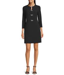 Eliza J Long Sleeve Crew Neck Fit and Flair Bow Mini Dress Size 14