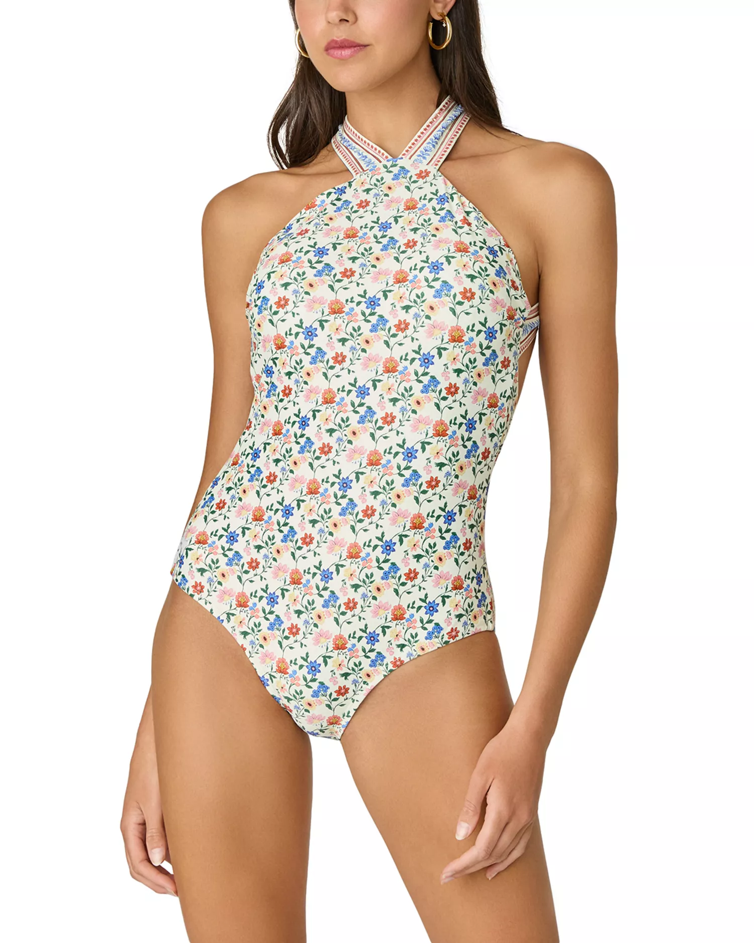 Shoshanna Floral High Neck One Piece Swimsuit Size 8