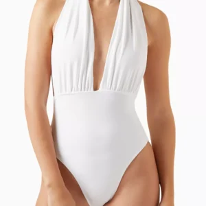 Norma Kamali Mio Halter Low-back One-piece Swimsuit Size S