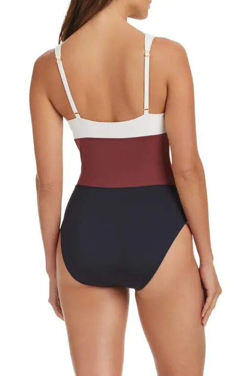 Bleu by Rod Beattie Plus Size Colorblocked Button-Down Cap-Sleeve One-Piece Swimsuit Size 12 - Image 2