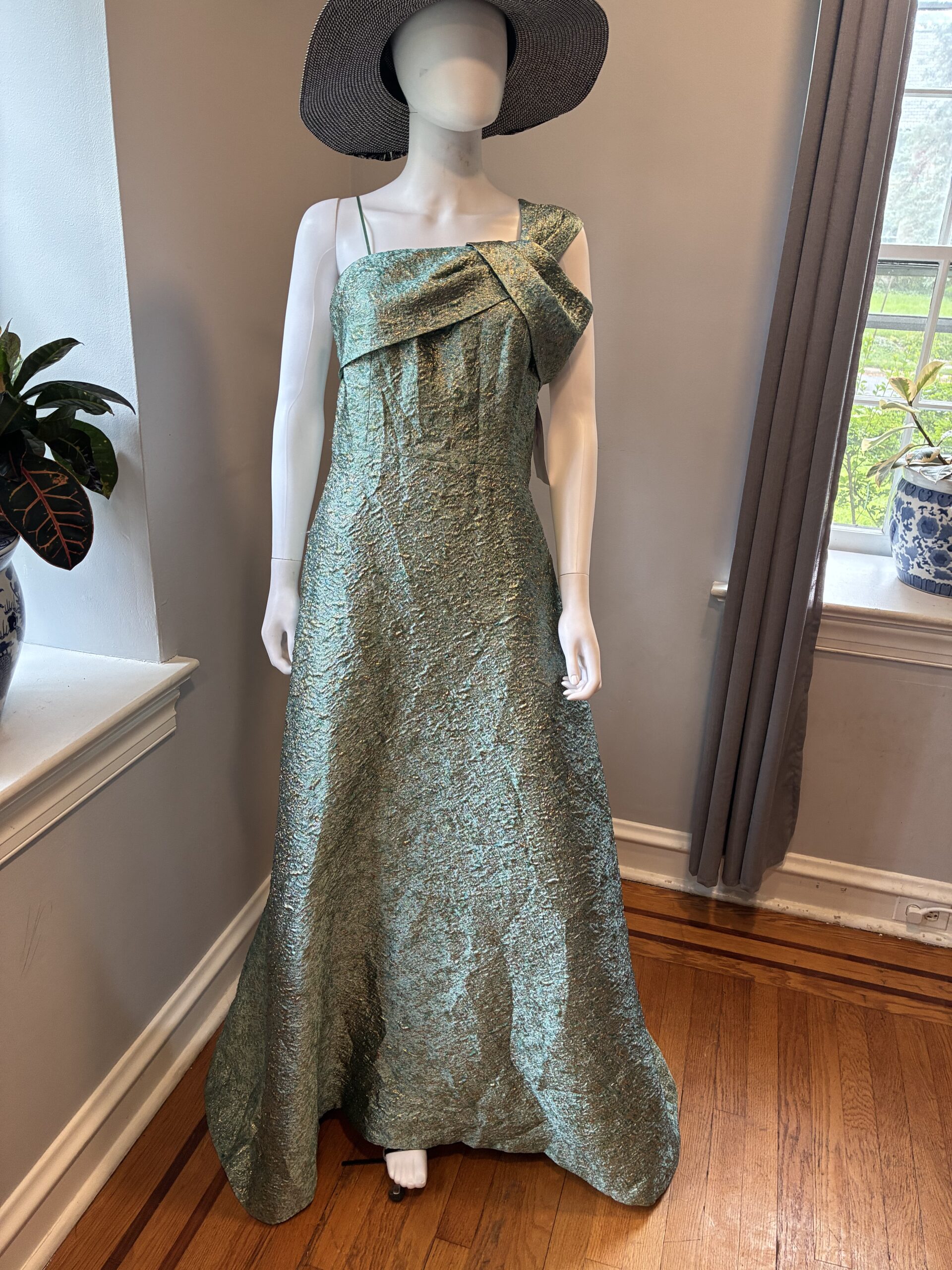 Teri Jon by Rickie Freeman Metallic Jacquard Gown Size 6 - Image 12