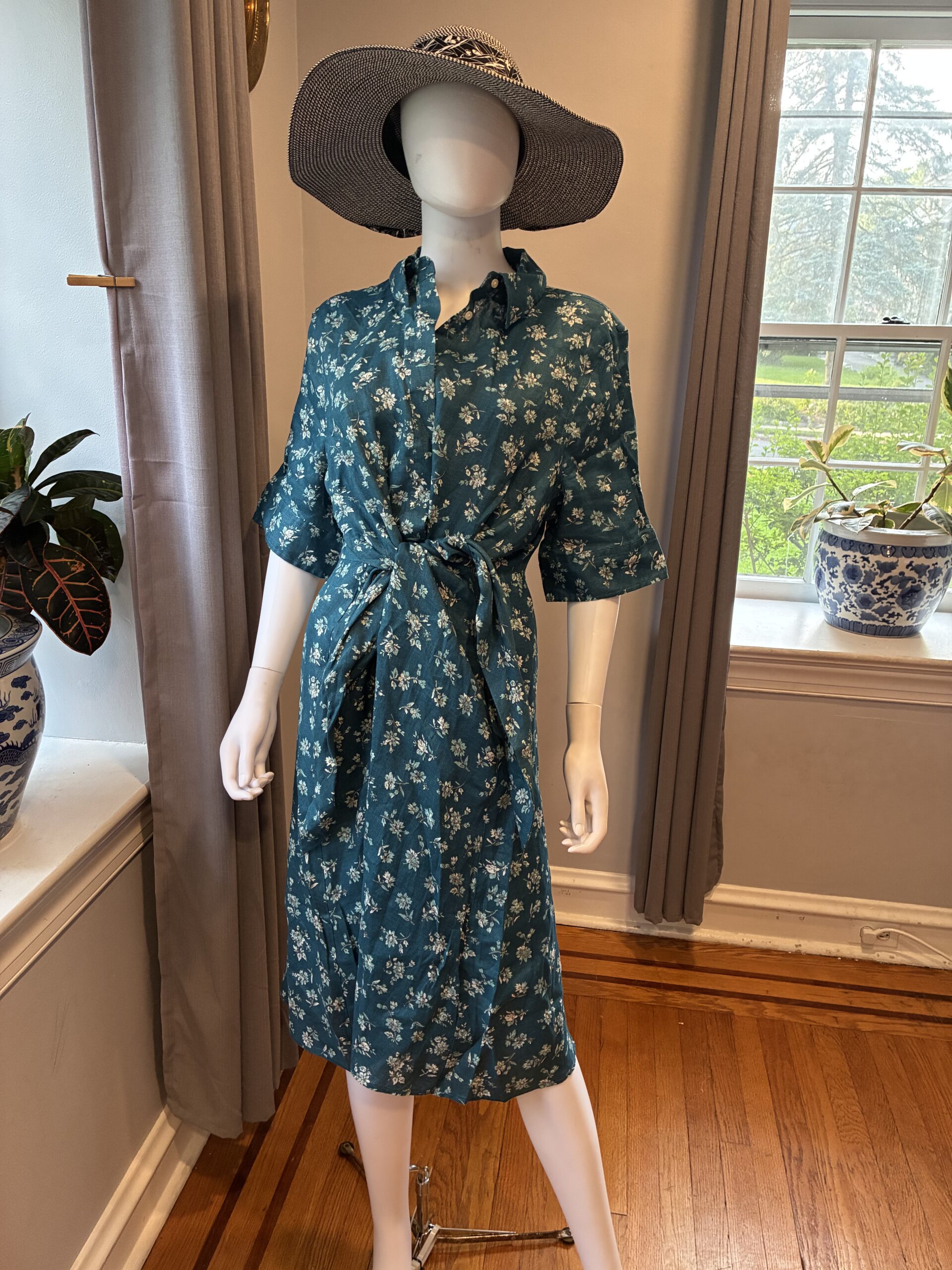 Lauren Ralph Lauren Floral Tie-Front Linen Shirtdress Size 16W - Image 7