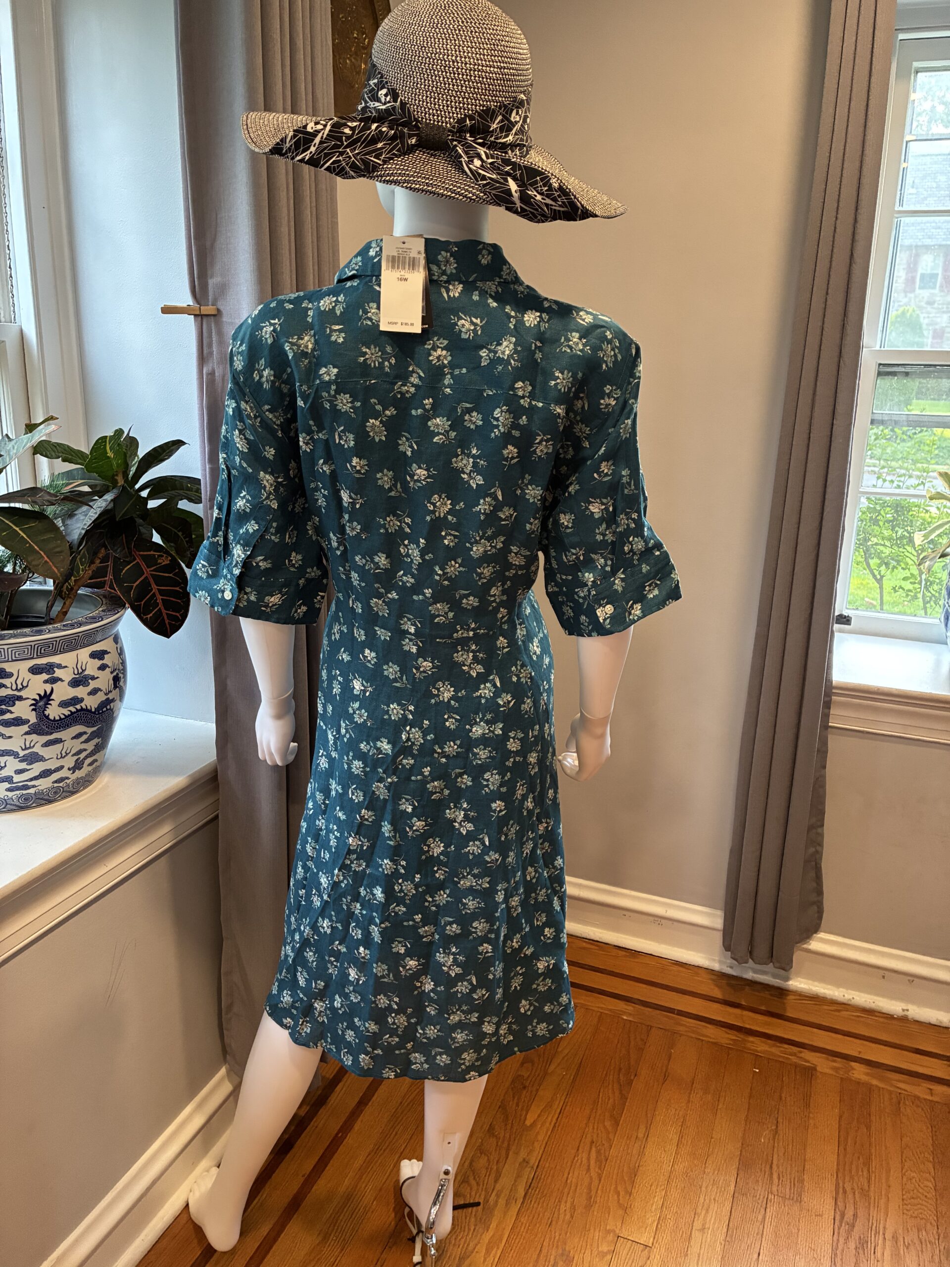 Lauren Ralph Lauren Floral Tie-Front Linen Shirtdress Size 16W - Image 5