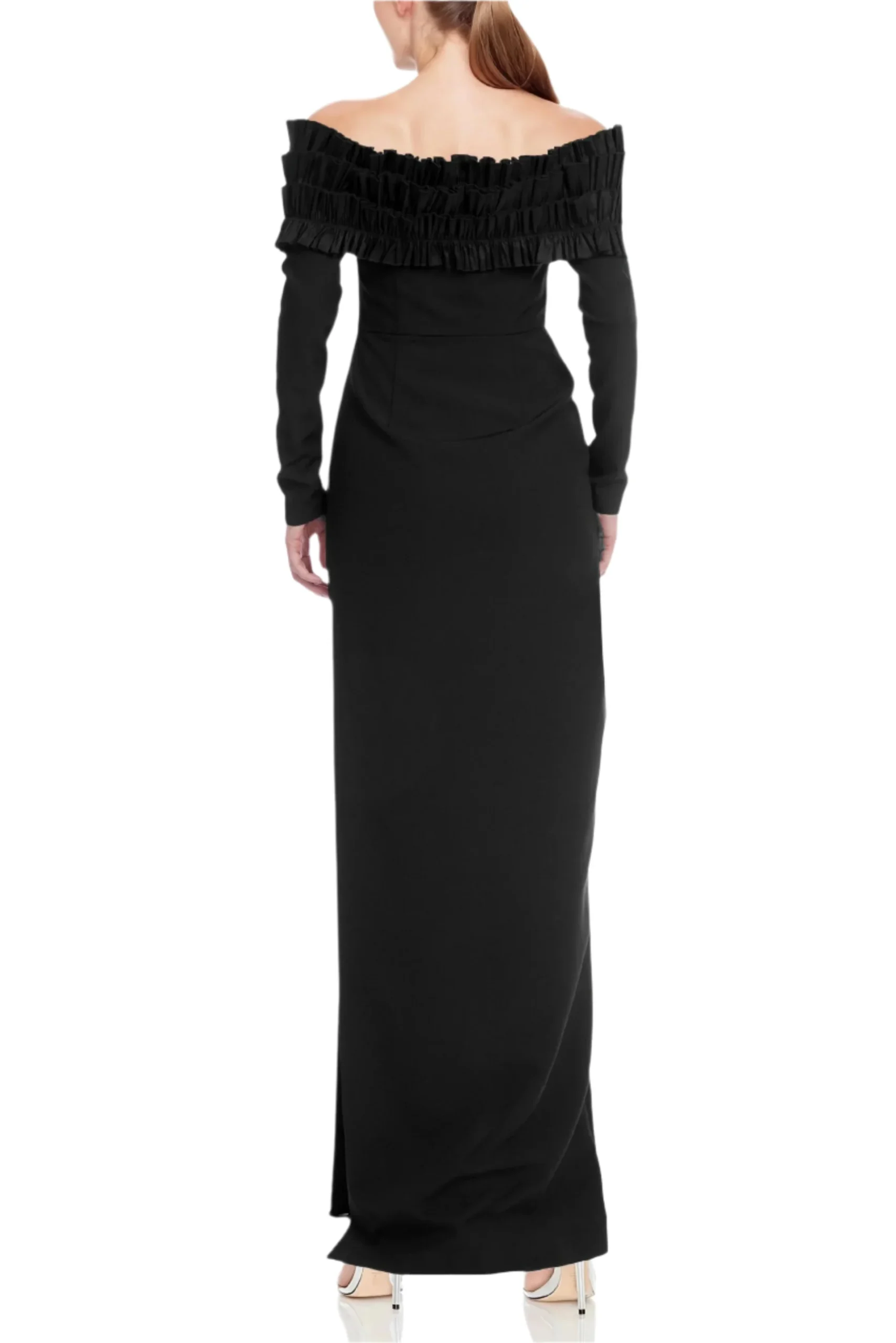 One 33 Social Off-The-Shoulder Neckline Long Sleeves Ruffle Gown Dress Size 12 - Image 2